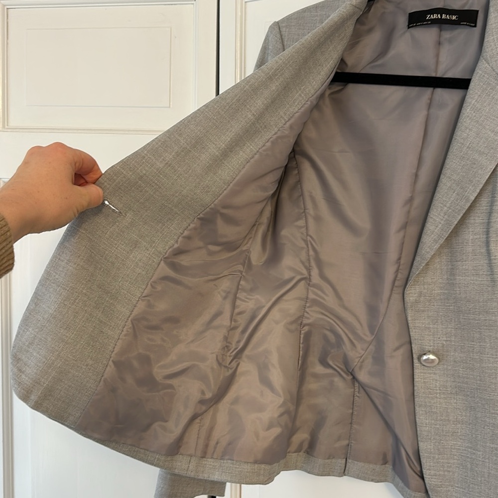 Zara Basic Grey Blazer - image 4